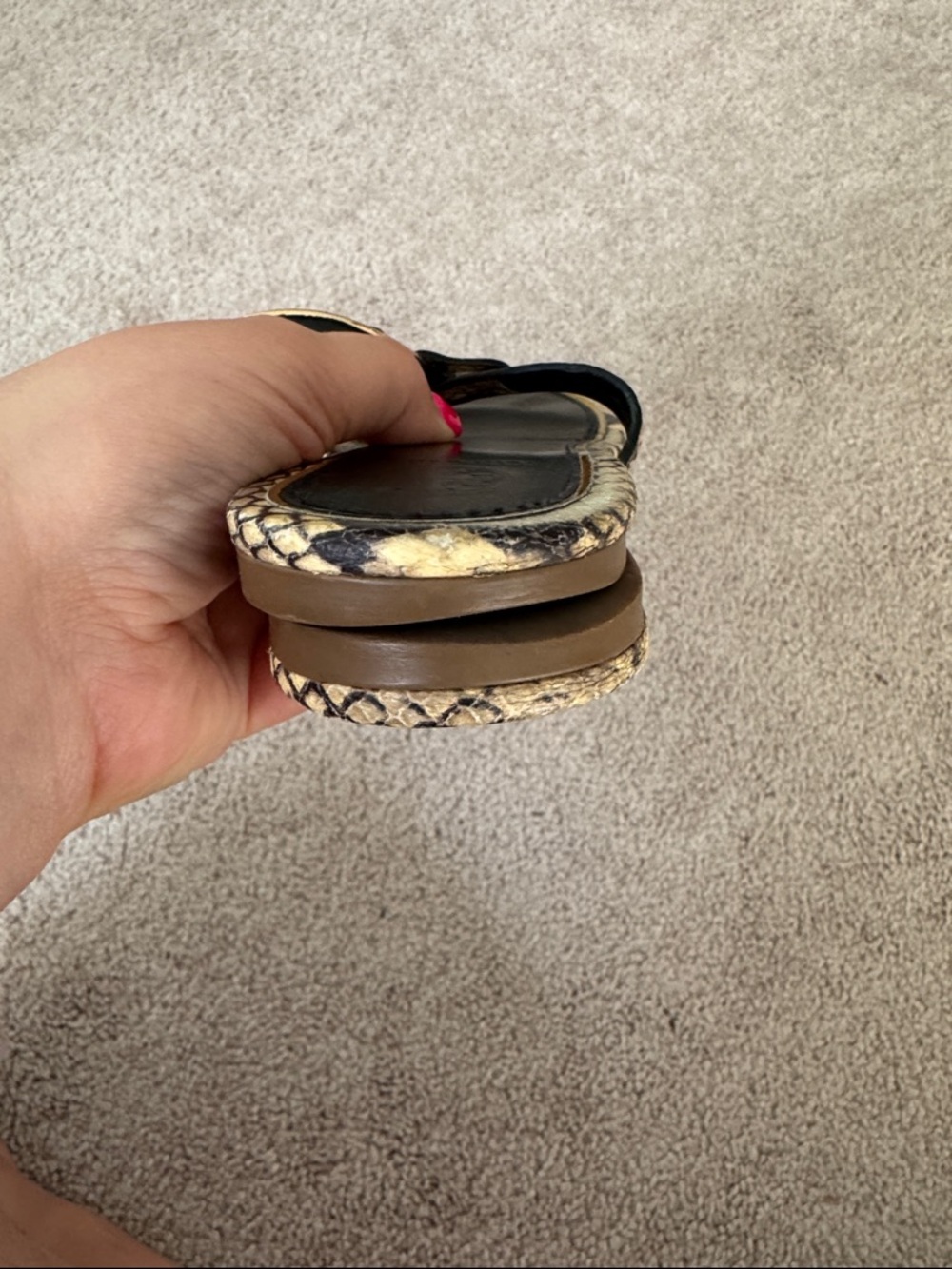 Tory Burch Miller Sandals - Snakeskin with Gold Logo - Picture 4 of 5